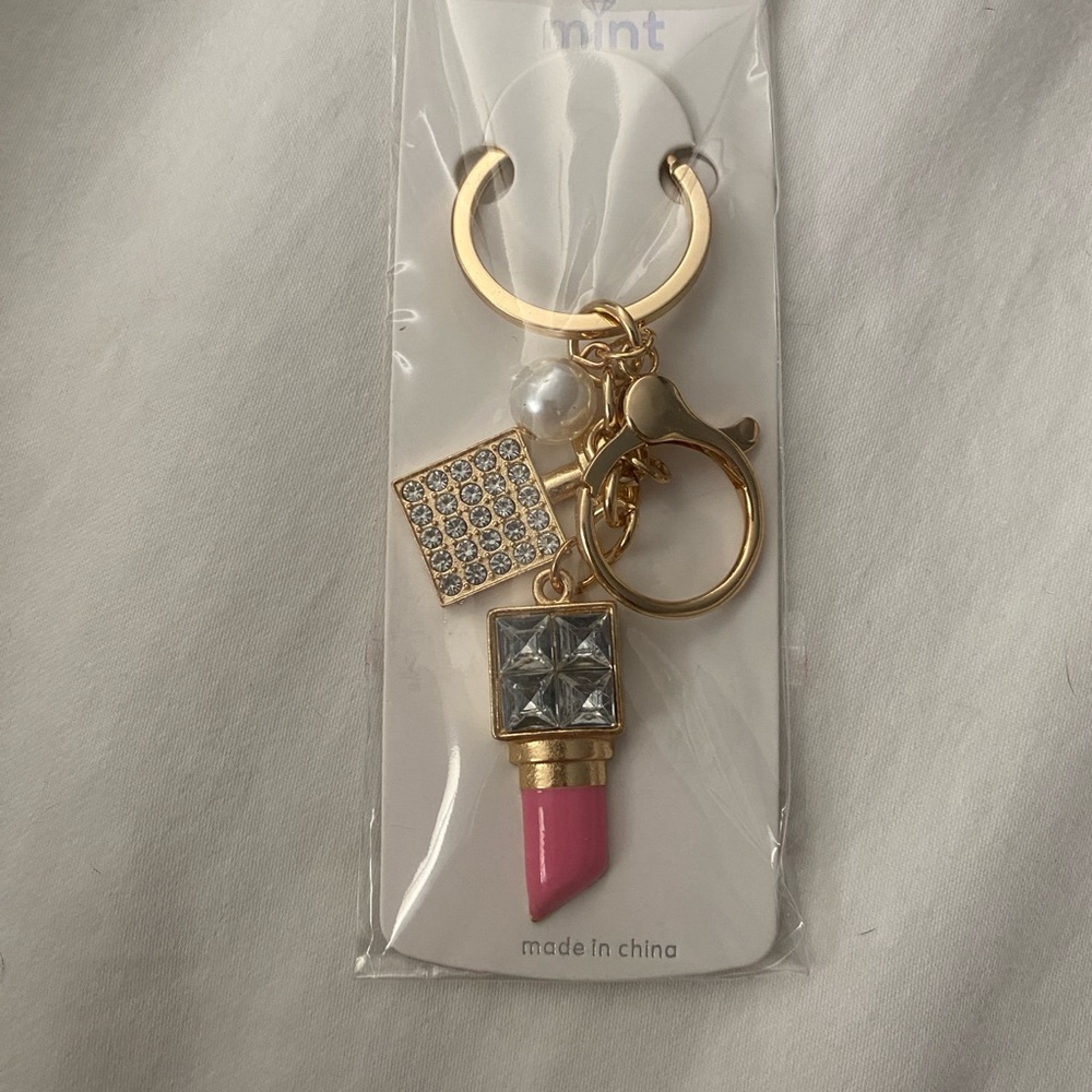 Mint Gold and Pink Keychain Holder